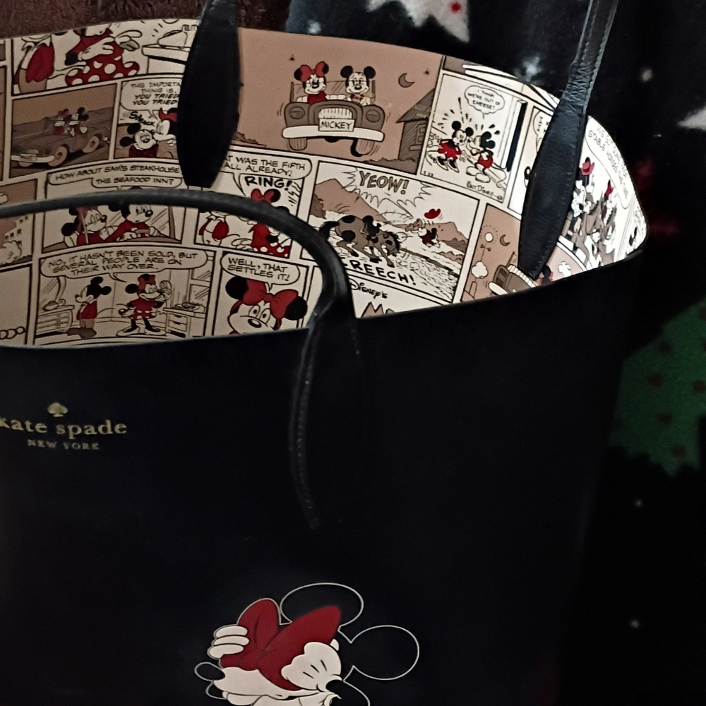 Kate Spade Black Tote with Mickey Mouse Design